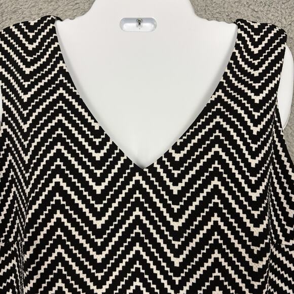 Enfocus Studio Dress Women size 14 Sleeveless Chevron Stripes Stretch Fit Flare - Picture 3 of 11